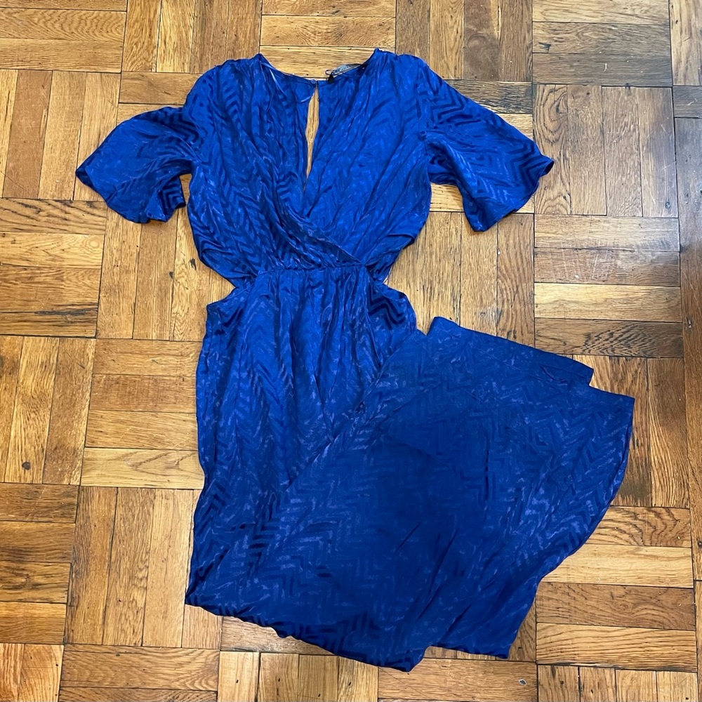 Zara cutout jumpsuit with open slit wide leg